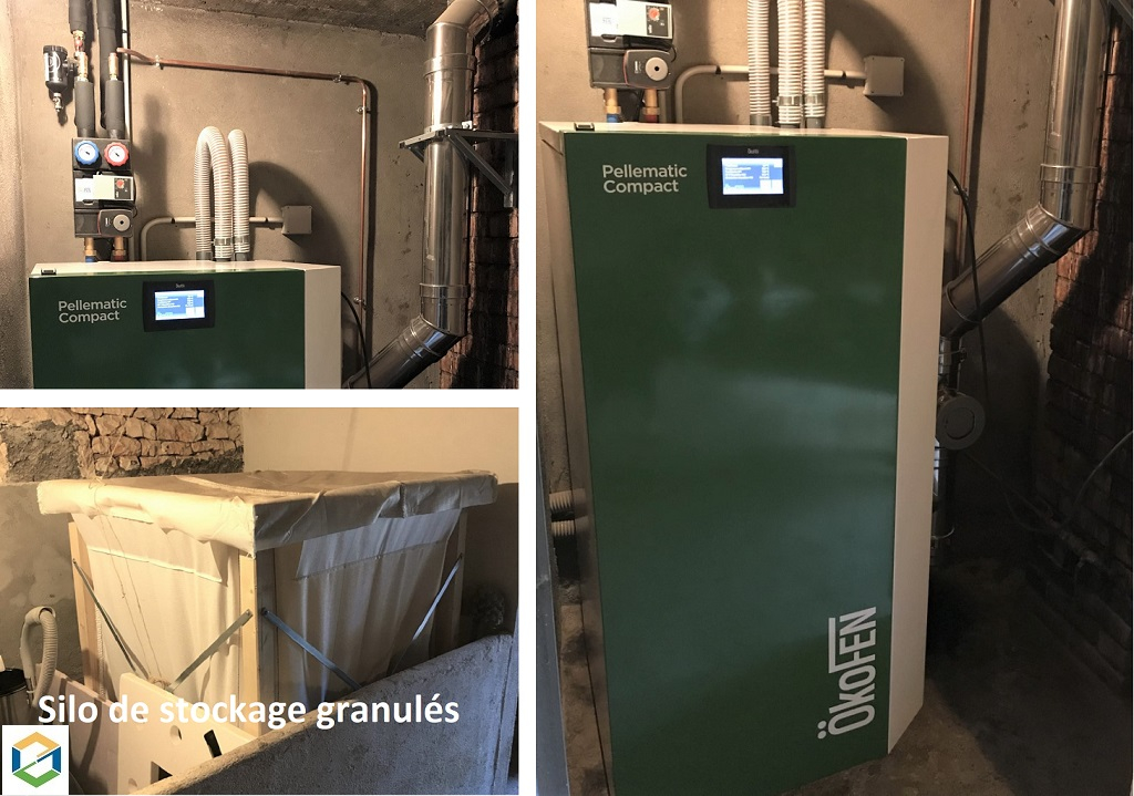 Consultez la chantier : installation chaudière granulé de bois pellets okofen