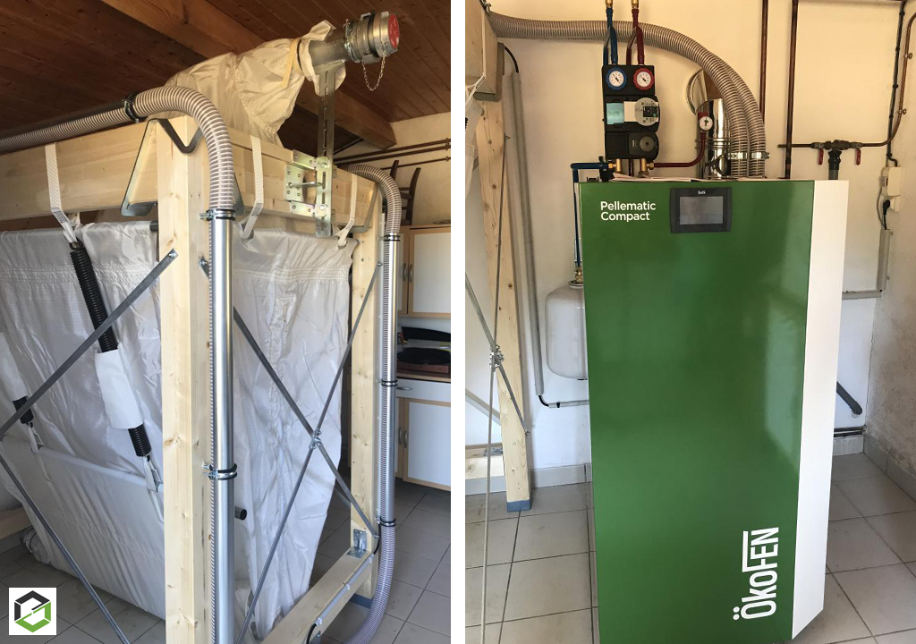 Consultez la chantier : installation d'une chaudiere Ökofen à granulés de bois et son silo