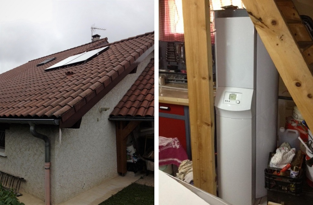 Installation d’un chauffe-eau solaire avec 2 capteurs sur toiture (CESI)