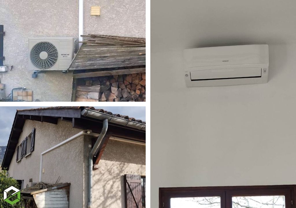 Installation d'une climatisation réversible PAC Air/Air HITACHI AIRHOME600