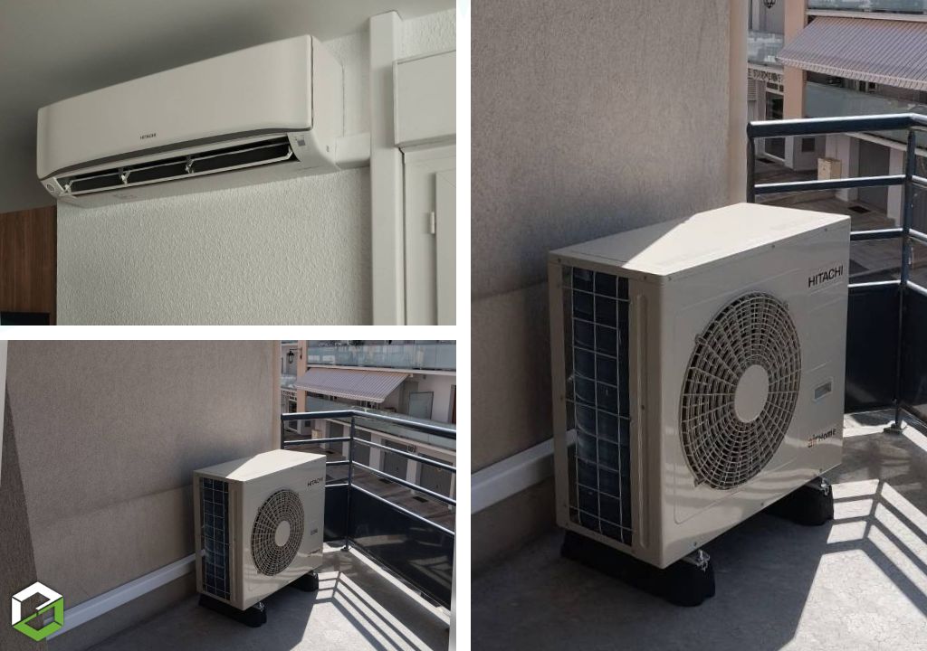 Installation d'une climatisation réversible PAC Air Air HITACHI AIRHOME800 monosplit