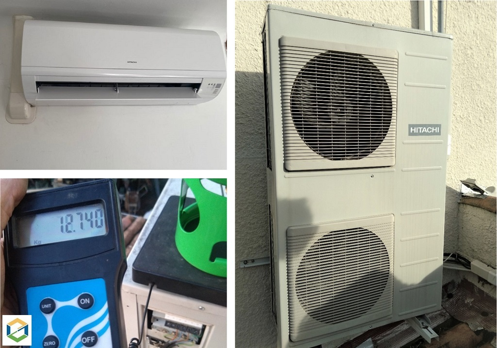 Consultez la chantier : reprise charge de gaz climatisation  quadri-split hitachi