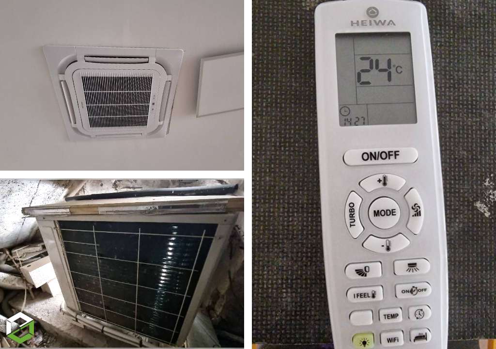 Entretien d'une climatisation bi-split cassette HEIWA à Uzès (Gard)