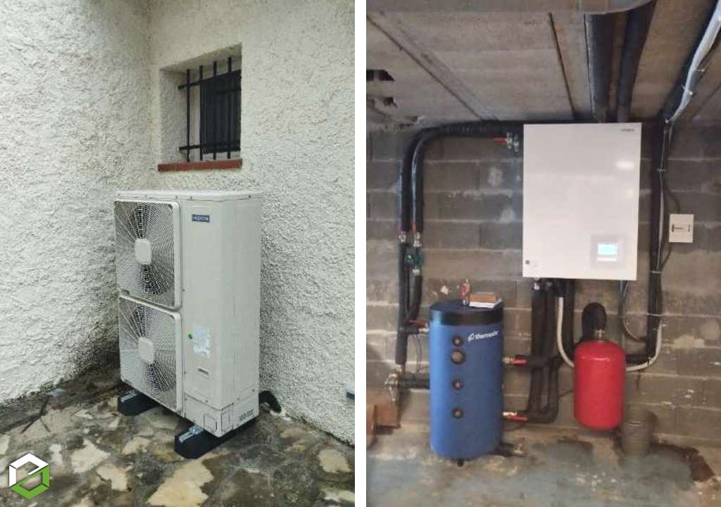 installation d'une pompe à chaleur hitachi yutaki s2.0 unité extérieure tri phasé 24 kw  - entreprise rge qualipac