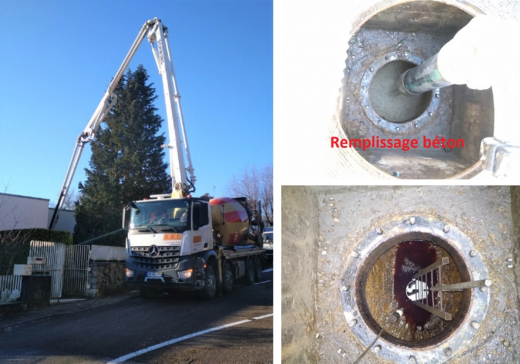 Consultez la chantier : neutralisation par comblement d'une cuve fioul enterrée et abandonnée 