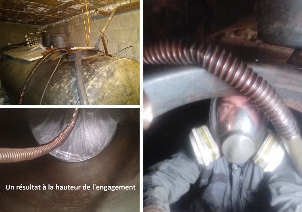 Consultez la chantier : nettoyage d'une cuve fioul aérienne de 3000 litres en service
