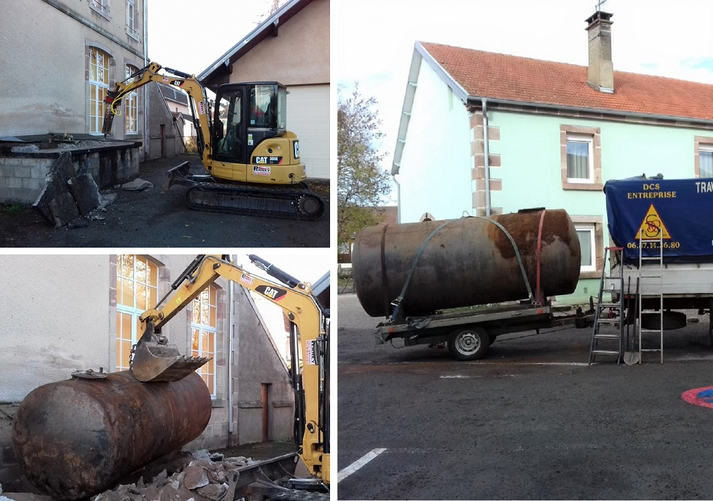 Consultez la chantier : dégazage, nettoyage et retrait d'une cuve fioul semi-enterrée de 6000 litres à froideconche (haute-saône 70)