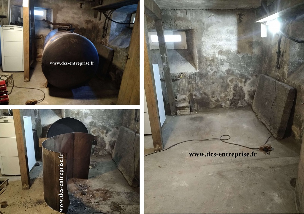 Consultez la chantier : retrait par découpage d'une cuve fioul aérienne