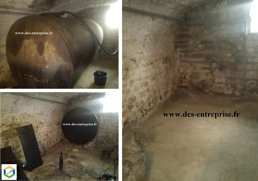 Retrait par découpage d'une cuve fioul
