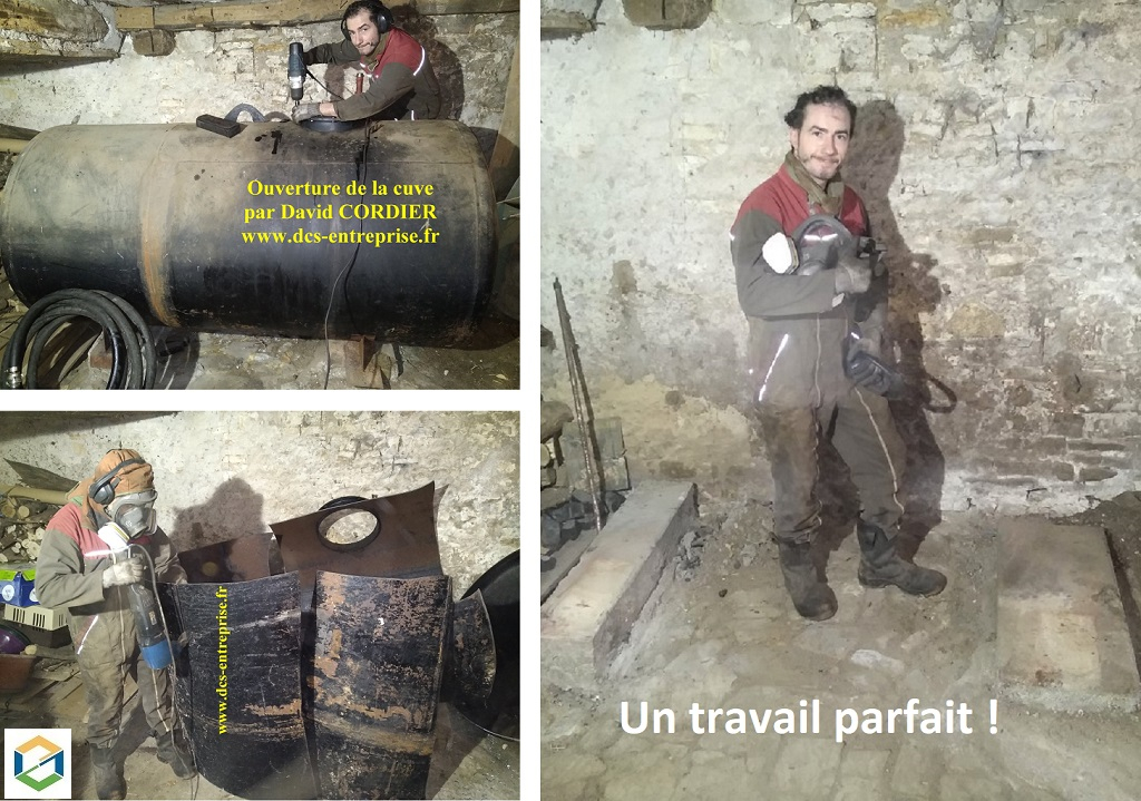 Consultez la chantier : enlèvement par découpage d'une cuve fioul de 3000 litres