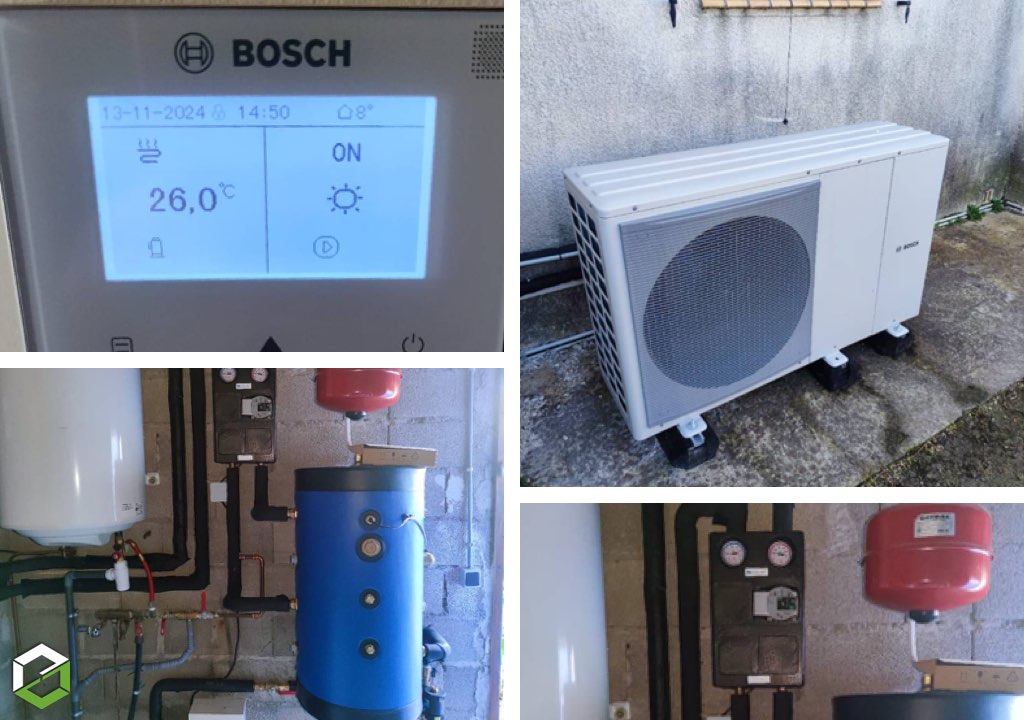 Installation d'une pompe à chaleur AIR / EAU BOSCH