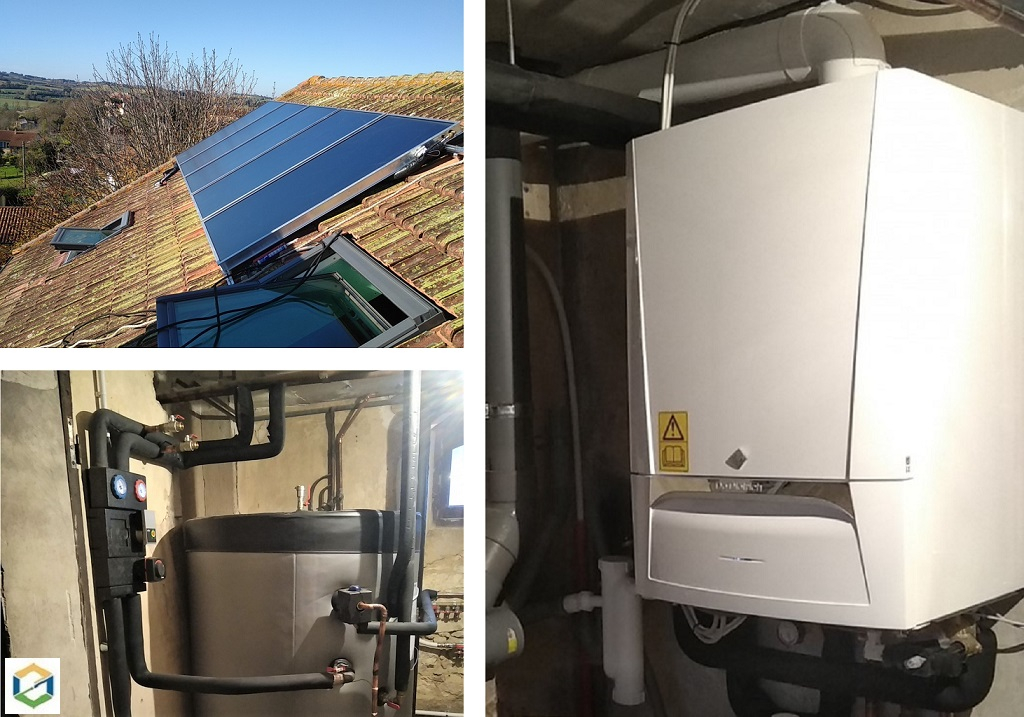 installation d'un ssc (systèlme solaire combiné) avec appoint par chaudière gaz condensation