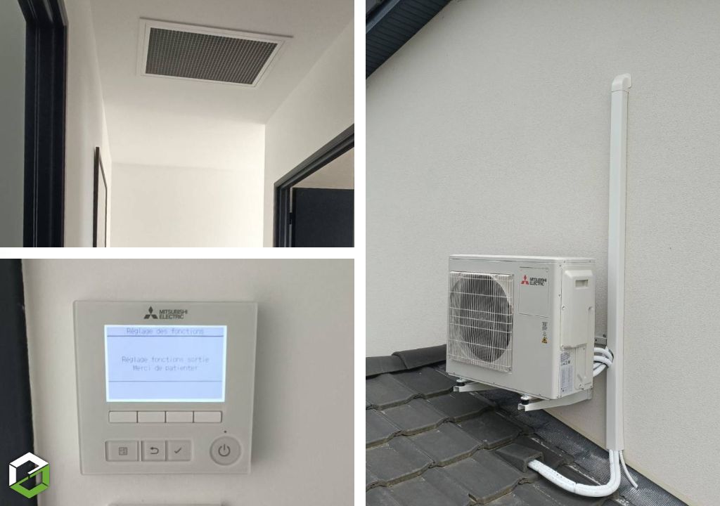 Installation climatisation réversible gainable et commande filaire MITSUBUSHI Certification RGE QUALIPAC-Drôme (26)