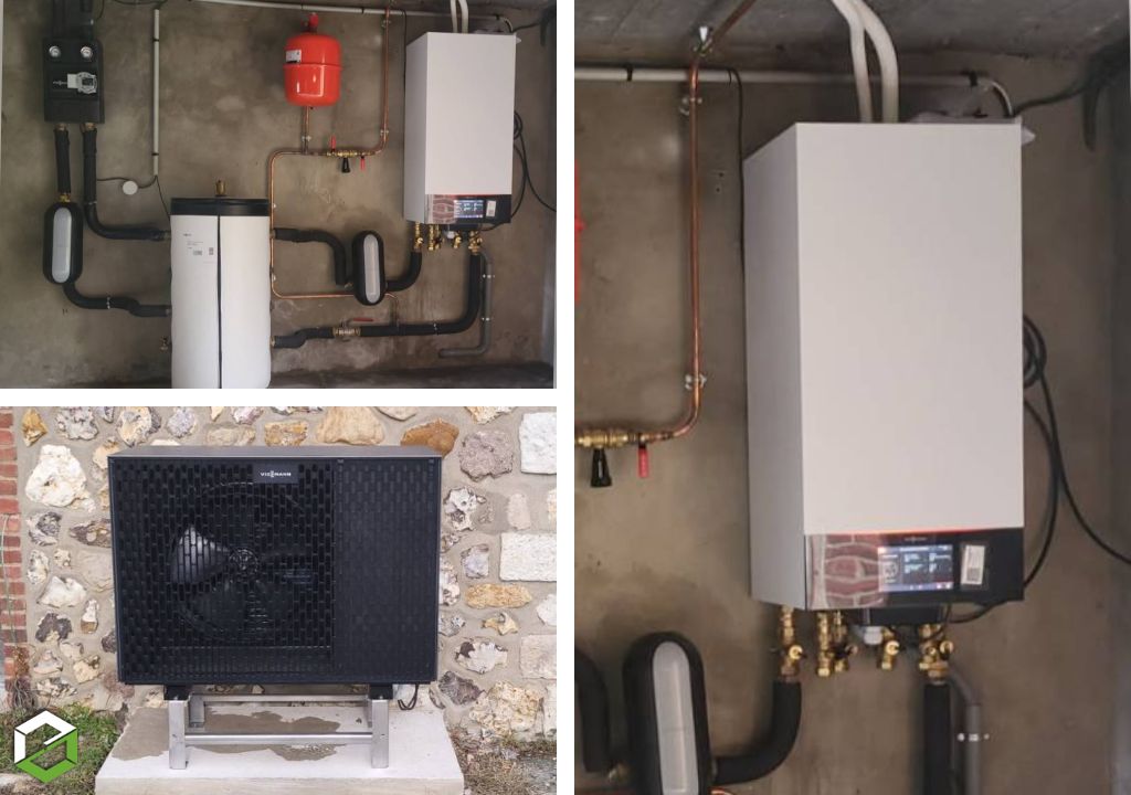 Mise en place d'une pompe à chaleur air/eau VIESSMANN et création d'un réseau de radiateurs