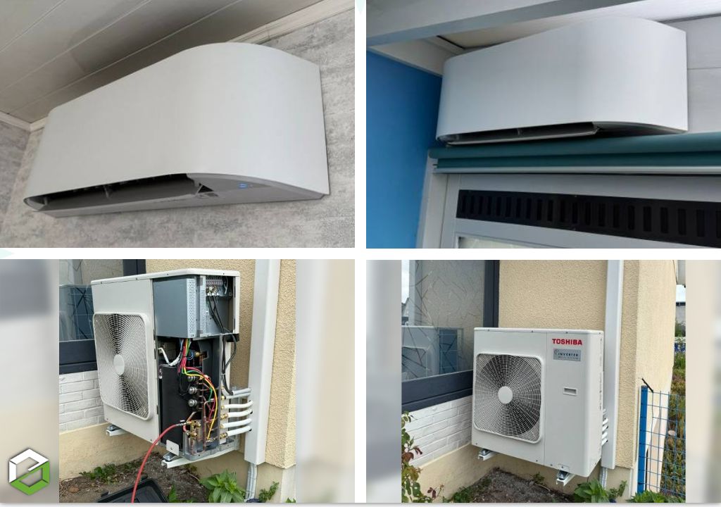 Pose d'une Pompe à chaleur air-air réversible Toshiba Bi-split HAORI  R32 Qualipac RGE