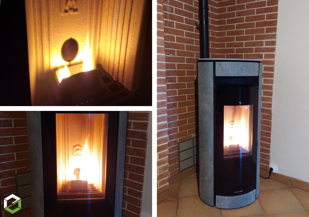 Installation d'un poêle à granulés de bois Jolly Mec