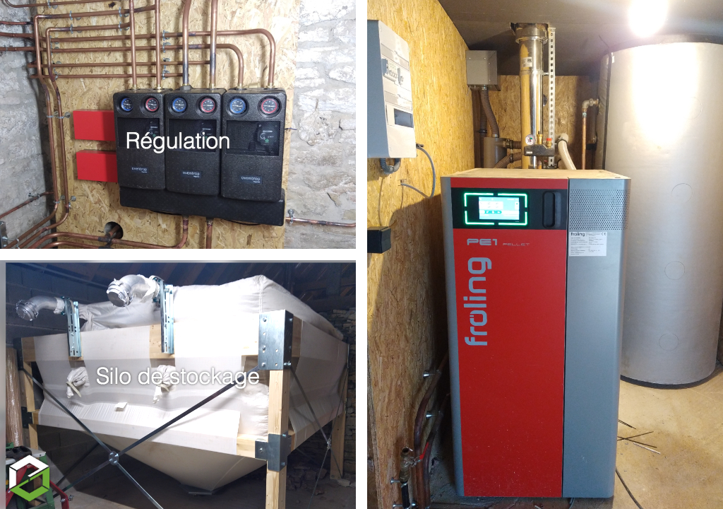 Création d'une chaufferie granulés de bois FROLING PE1 30 kW
