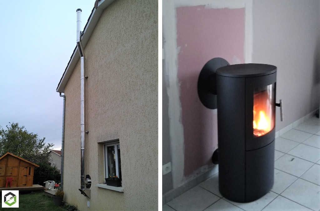 Consultez la chantier : pose d'un poele à bois heta scan line 800