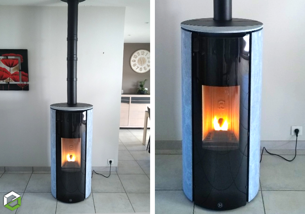 Consultez la chantier : installation d'un poêle à granulés étanche de marque jm chrissie 6 kw
