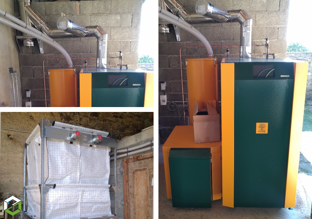 Consultez la chantier : installation d'une chaudière kwb combifire mixte granulés de bois + silo avec production d'eau chaude