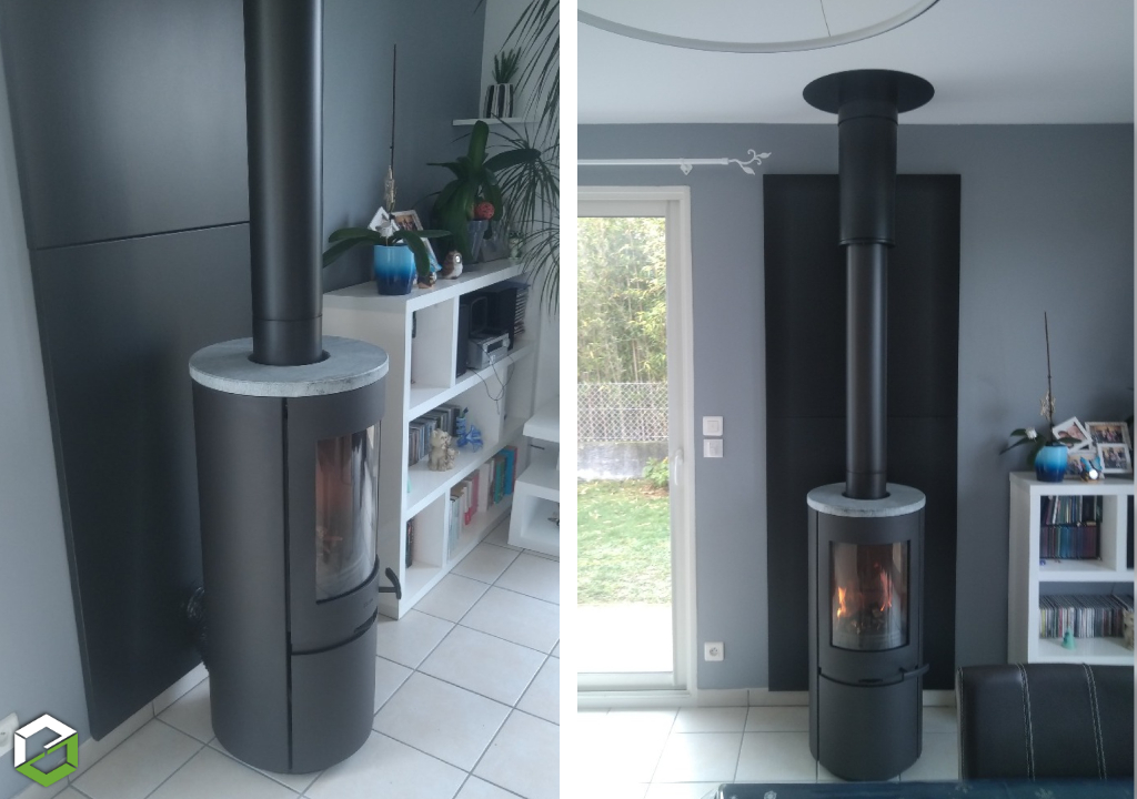 Consultez la chantier : installation d'un poêle à bois heta scan line 8