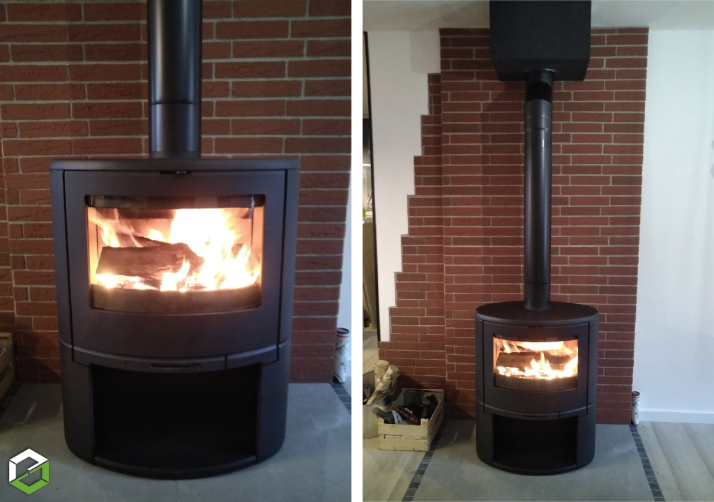 Consultez la chantier : installation d'un poêle à bois dovre bow