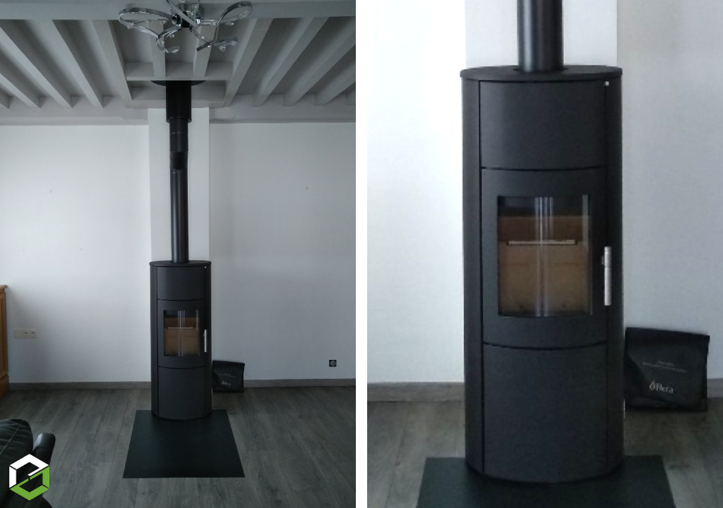 Consultez la chantier : installation d'un poêle à bois heta scan line 820s