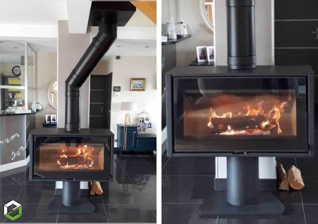 Consultez la chantier : installation d'un poêle à bois heta scan line 100 r