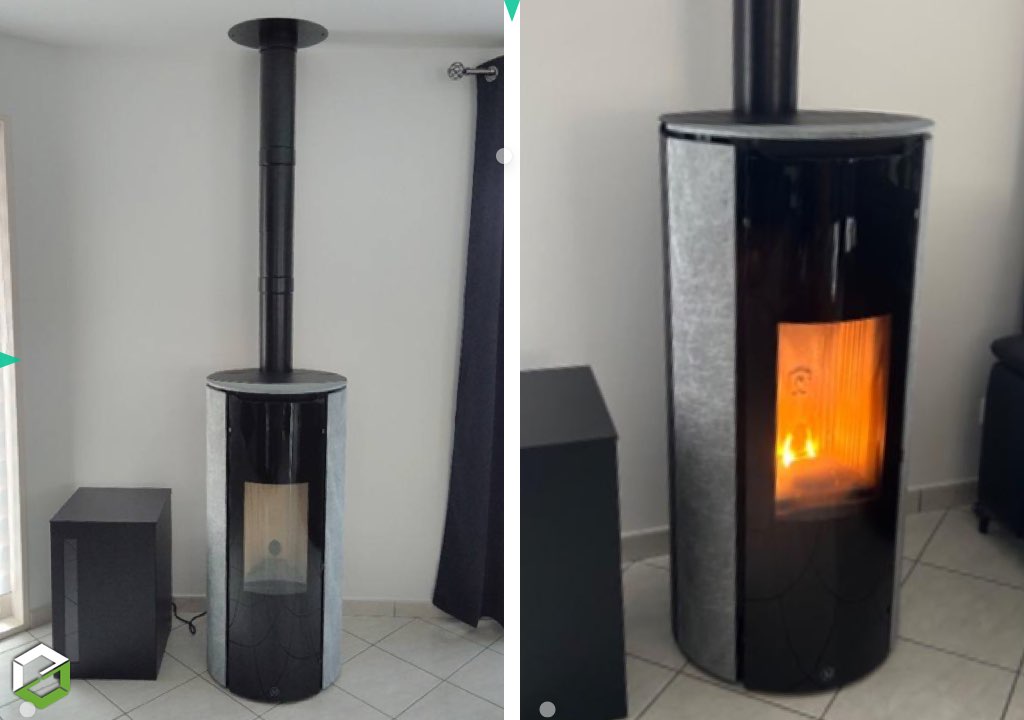 Consultez la chantier : installation d'un poele à granulés jm chrissie 6kw - rge qualibois