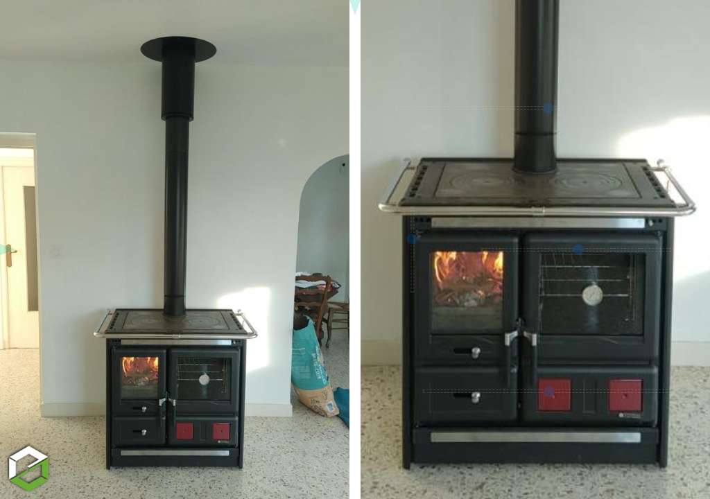 Installation d'une cuisinière à bois Nordica Rosa l - RGE QualiBois