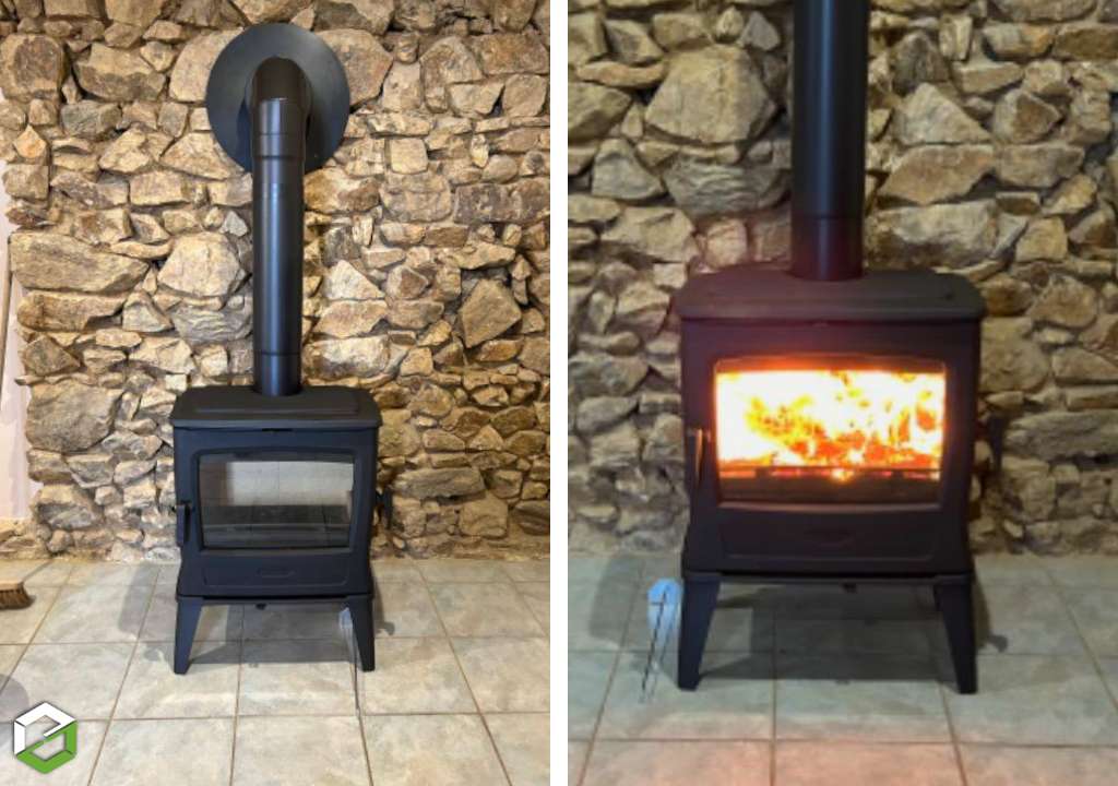 Consultez la chantier : installation d'un poêle à bois dovre tai 45 - entreprise rge qualibois