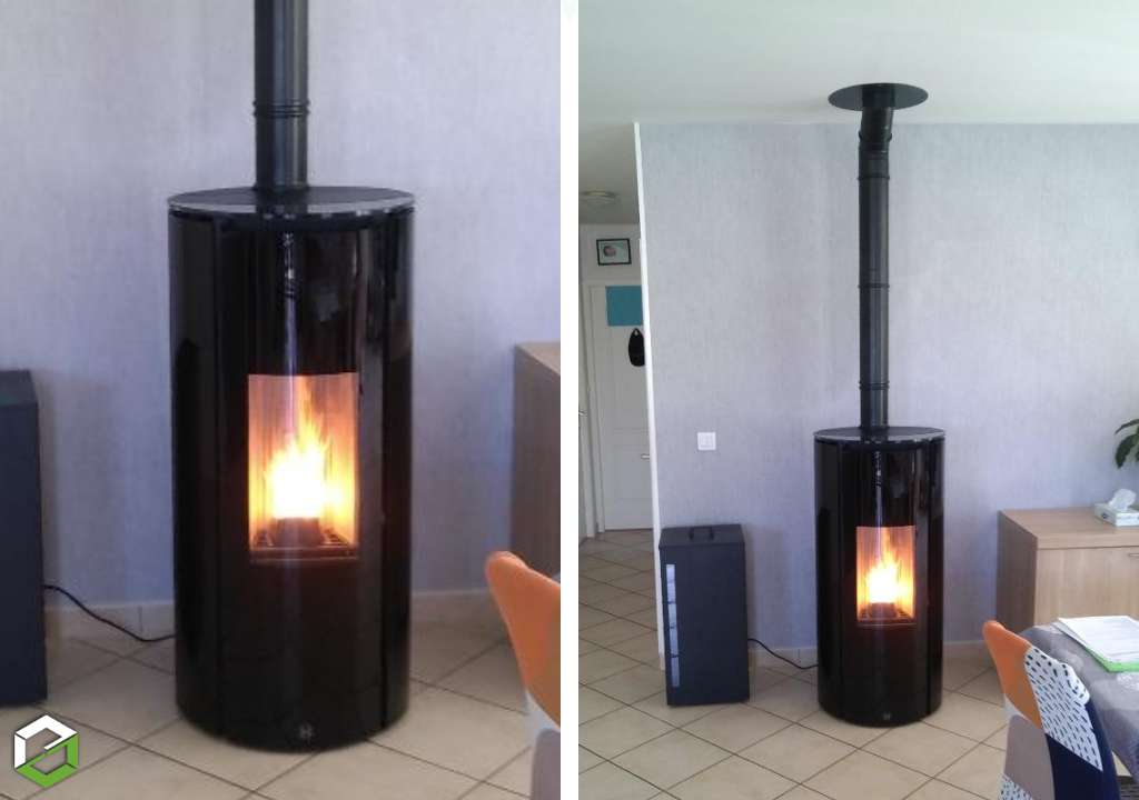 Installation d'un poêle à granulés de bois JM Chrissie 6 kW étanche - Entreprise RGE Qualibois