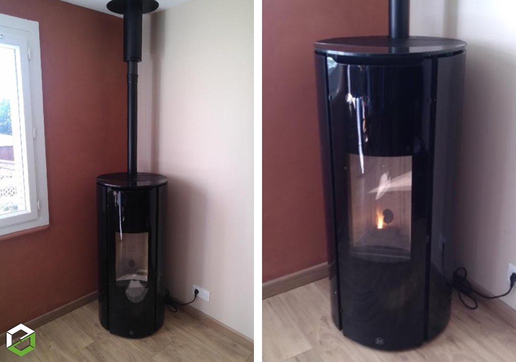 Installation d'un poele à granulé JM Chrissie 6kw 