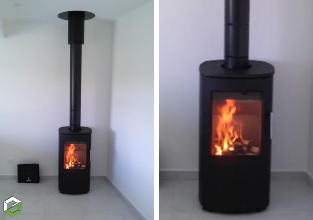 Consultez la chantier : installation d'un poele à bois heta scan line 7b 