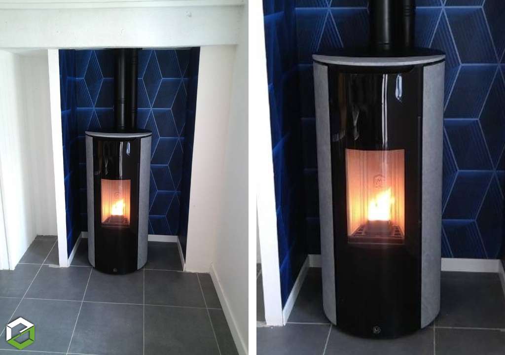 Installation d'un poêle à granulés de bois / pellets - JM Chrissie 6kw étanche