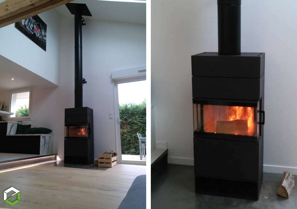 Installation d'un poele à bois Austroflamm Dexter 