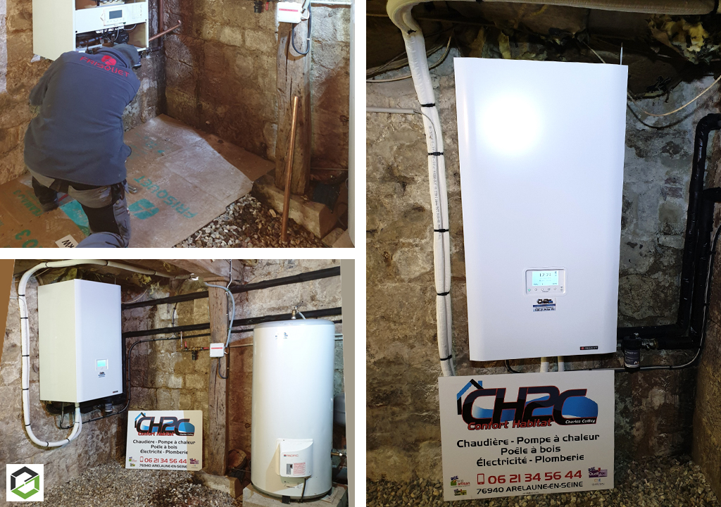 Entreprise RGE QUALIPAC, installation d'une pompe à chaleur air / eau FRISQUET à La Mailleraye-sur-Seine (76940)