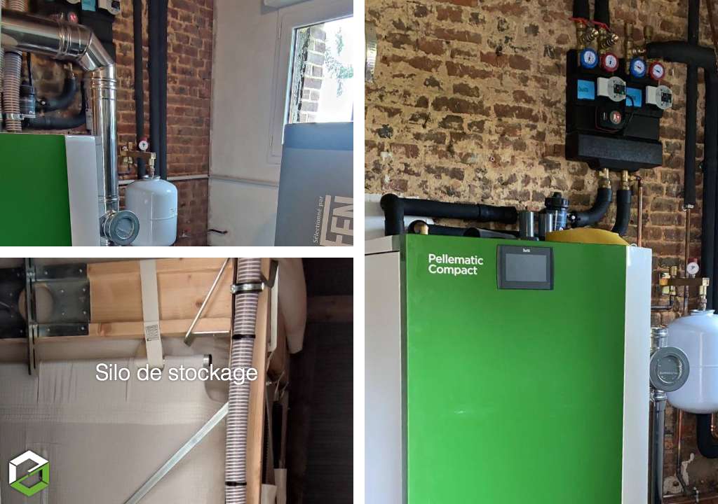 rge qualibois - installation d'une chaudière à granulés de bois pellematic compact de marque Ökofen à chargement automatique avec production d'eau chaude sanitaire. bourg achard 27310 - eure