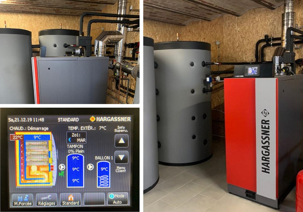 Consultez la chantier : installation d'une chaudière bois bûches de marque hargassner type neo hv 30