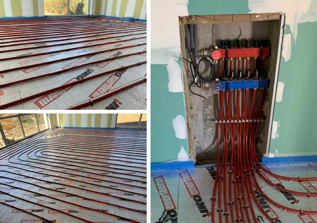 Consultez la chantier : installation d'un plancher chauffant de marque rehau type resida