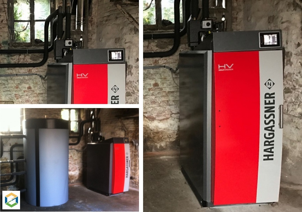 Consultez la chantier : installation d'une chaudière bois bûches de marque hargassner type neo hv 50
