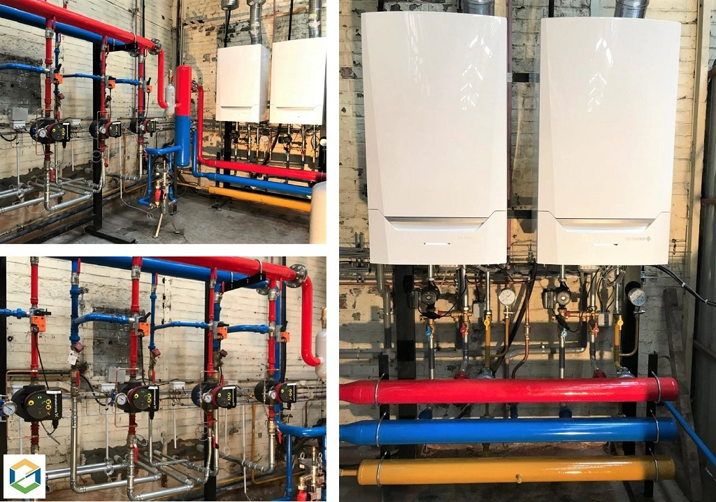 Consultez la chantier : installation de 2 chaudières collectives gaz en cascade de marque  de dietrich type mca 160
