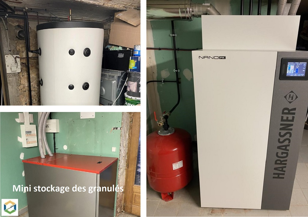Consultez la chantier : installation d'une chaudière à granulés de bois de marque hargassner type nano pk 15