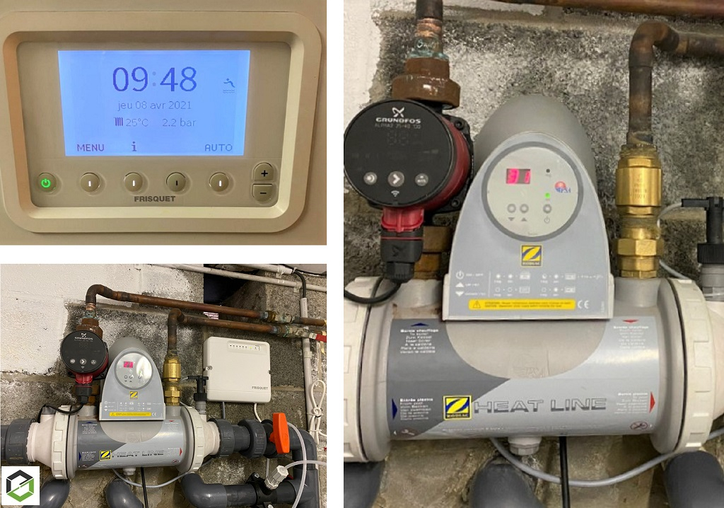 installation d'un échangeur de piscine de marque zodiac type heatline
