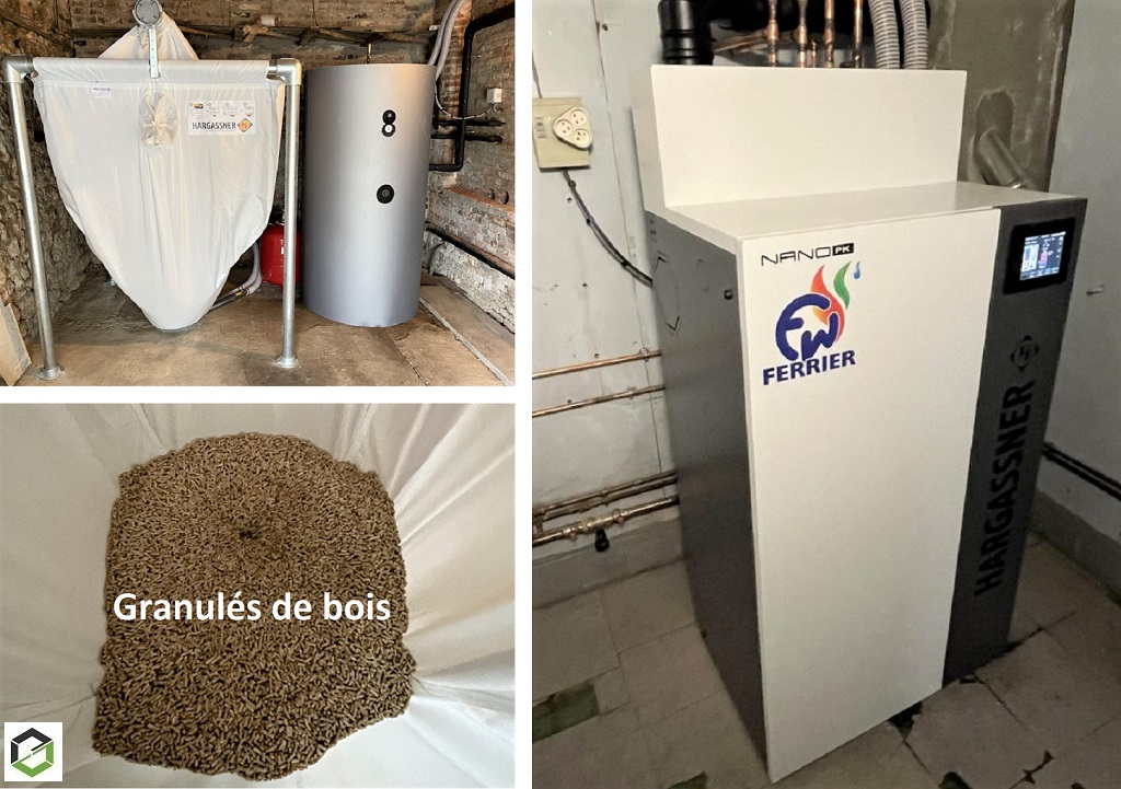 installation d'une chaudière granulés de bois pellets hargassner type nano pk 15 - rge qualibois
