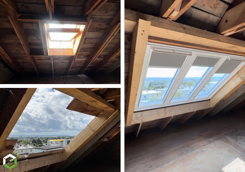 Consultez la chantier : verrière de toit velux en création 