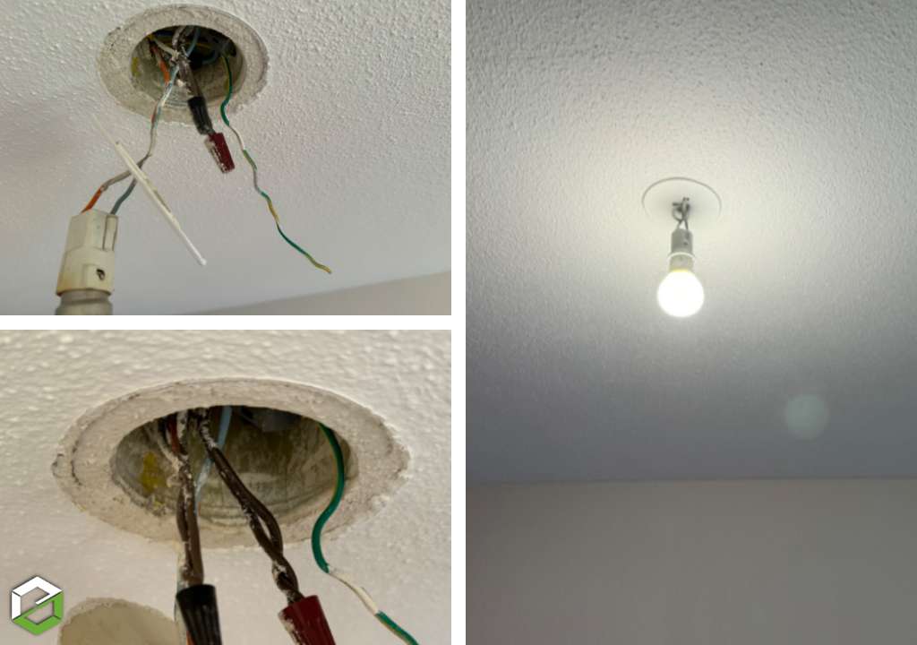Consultez la chantier : dépannage point de centre plafond pour éclairage 