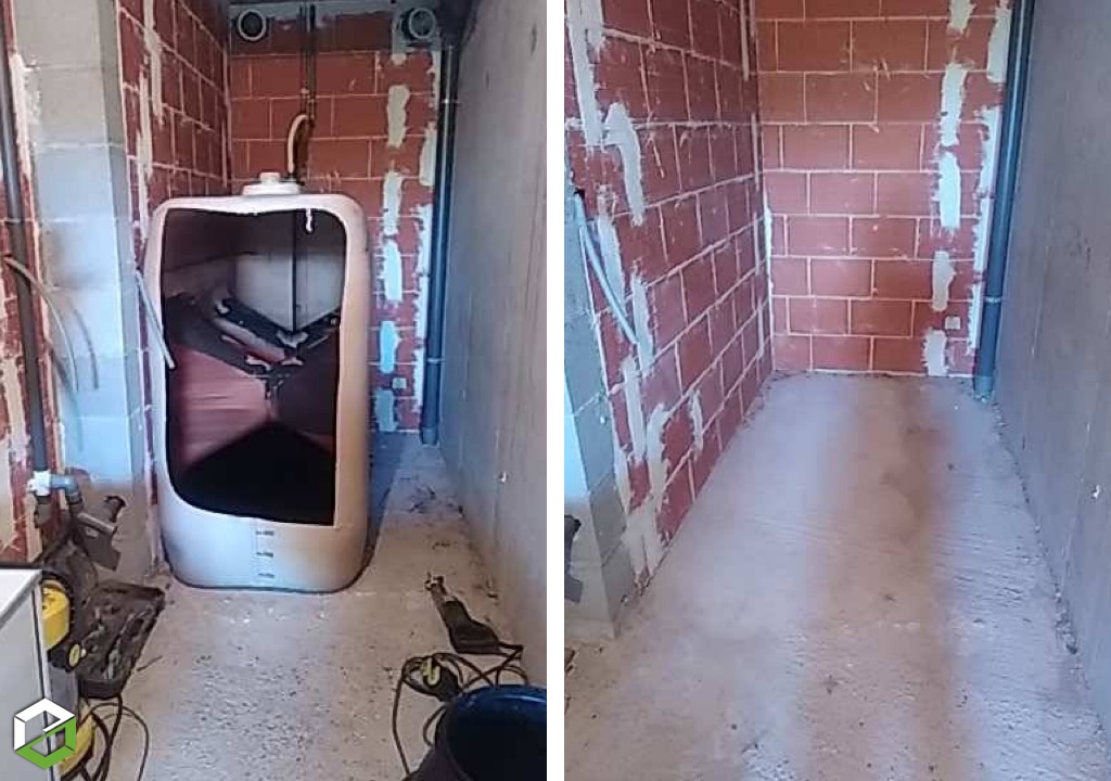 Consultez la chantier : découpage d'une cuve fioul de 2500 litres