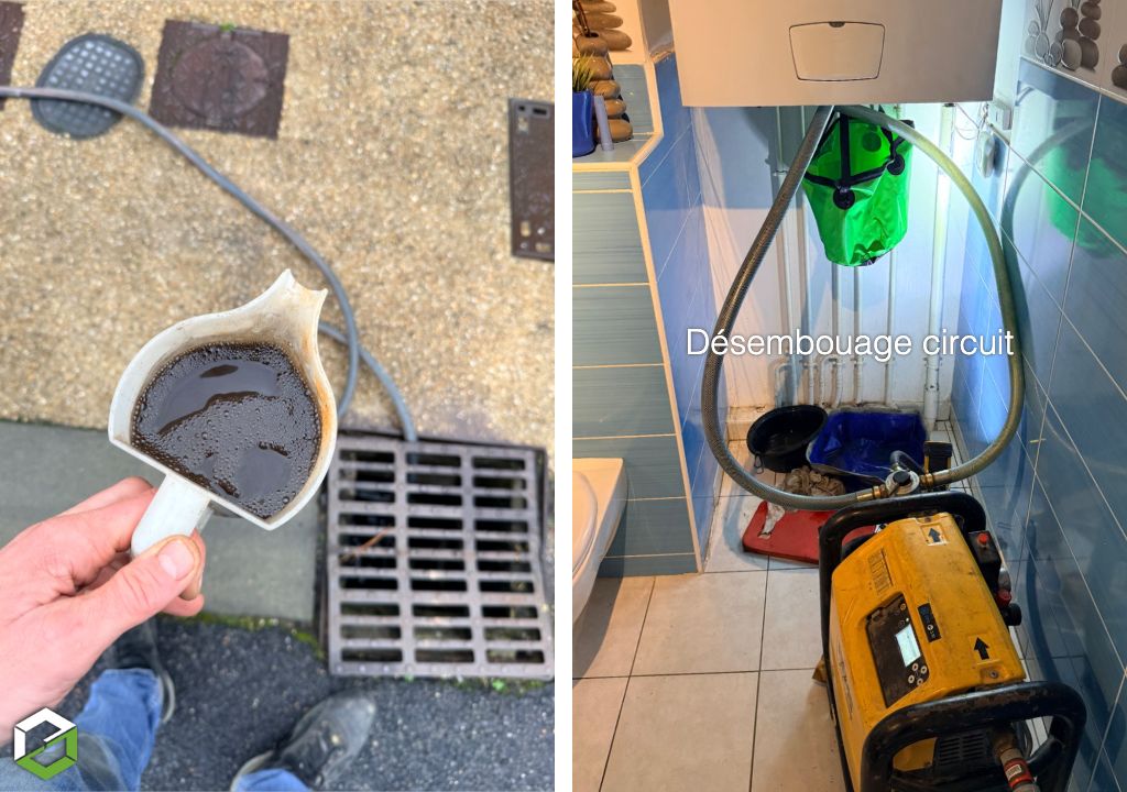 Désembouage d’un circuit de radiateur raccordé sur une chaudière gaz