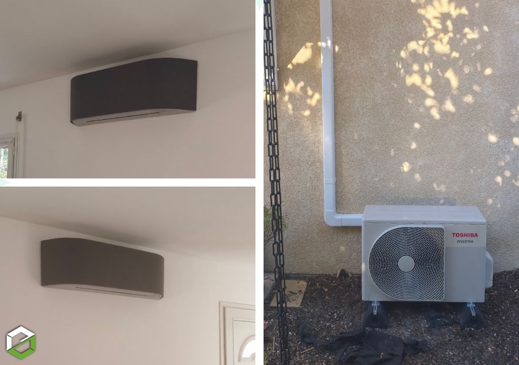 Installation d'une climatisation réversible Toshiba Haori à Castres-Gironde par RENERGIE33, installateur RGE de pompes à chaleur air-air en Gironde.-Gironde (33)